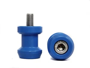 Blue 8mm Rear Swingarm Motorcycle Spool Sliders Swing Arm Stand M8 Pair Bobbins - Picture 1 of 11