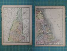 New Hampshire Vintage Original 1894 Rand McNally World Atlas Map Lot