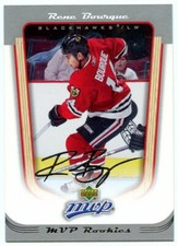 2005-06 RENE BOURQUE BLACKHAWKS / FLAMES UPPER DECK MVP ROOKIE CARD !
