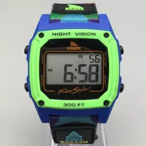 Freestyle Shark Watch Men 39mm Digital Blue Green Backlight Nylon New Battery - Picture 1 of 15