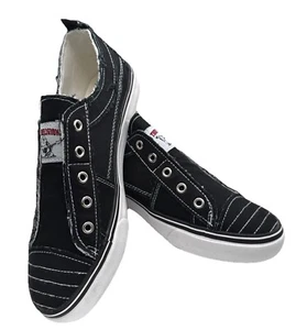 Neu mit Karton True Religion Korey schwarze schnürlose Canvas-Slipper Größe 8,5,9,9,5,10,11,13 - Bild 1 von 15