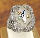 Vintage Sterling Silver Camphor Glass Crystal Order Eastern Star Masonic Ring 4