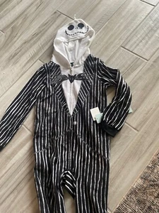 Disney Nightmare Before Christmas Jack Skeleton zip up fleece pajama size 6/7 - Picture 1 of 6