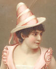1880's DANBURY CT TRADE CARD, LELAND & MEYER,  CLOTHIERS & FURNITURE, LADY  C498