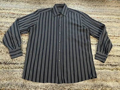 Dolce & Gabbana Hombre Negro Blanco Vestido a Rayas Camisa L/S Talla 16.5/42 Hecho en Italia Foto 1 de 4