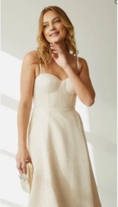Elle Zeitoune Tara Dress Size 14 Champagne BNWT - Picture 1 of 5