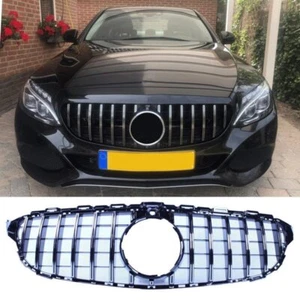 Calandre pour Mercedes classe C W205 Panamericana look chromée caméra - Afbeelding 1 van 4