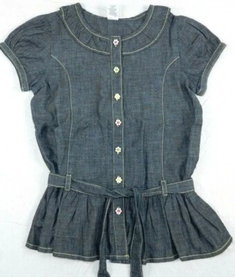 Camisa Niñas GYMBOREE Talla 12 Manga Corta Denim Estilo Top (bf18) Foto 1 de 4