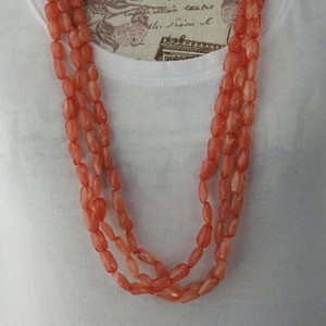 Vintage Multistrand Bead Necklace 3 Strands Pink Red Glass Beads - Picture 1 of 8