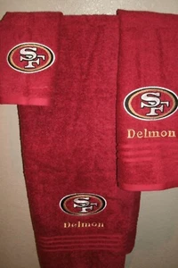 Custom 49ers Personalized 3 Piece Bath Towel Set,  Football Any Team, any color - Picture 1 of 7