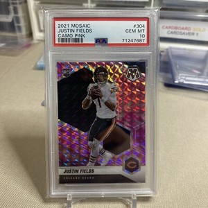 2021 Panini Mosaic Justin Fields Pink Camo Prizm Rookie RC #304 PSA 10 🔥🔥🔥