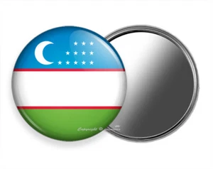 UZBEKISTAN FLAG O'ZBEKISTON YANGILIK EMBLEM POCKET PURSE MAKEUP MIRROR GIFT IDEA - Picture 1 of 1