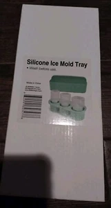 Ice Mold Silicone Ice Cube Tray with Lid Bin Cup Cylinder Ice Maker 3 Piece USA - Picture 1 of 2