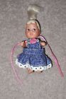 Vintage 1973 Mattel Barbie Blond Baby Krissy Doll 2.5" Happy Family Denim Dress