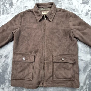 Columbia Jacket Mens XLarge Brown Suede Full Zip Bomber Sherpa Lined Chore Field - Picture 1 of 16