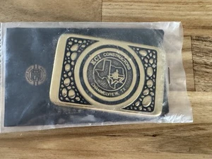 Brass Belt Buckle KCI Constructors Channelview Texas BTS 3x2 in Brand New USA - Picture 1 of 4