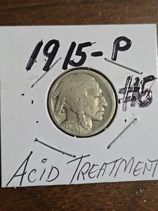 1915 P Buffalo Nickel #6 Acid Treated - Picture 1 of 4