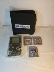 Nintendo Gameboy Original CLEAR Play It Loud DMG-01 WORKING. With Games, Case - Picture 1 of 19