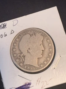 1906 Silver Barber Half Dollar G/G+ - Picture 1 of 2