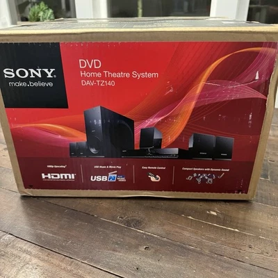 Sony Home Theater System 300W 5.1 Surround w/Subwoofer DVD HDMI DAV-TZ140 NEW - Image 1 of 4