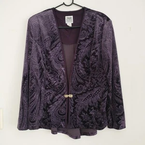 R&M Richards Jacket Women 16 Purple Velvet Embellished Ornate Shiny Glitter - Picture 1 of 10