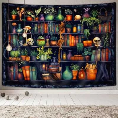 Gothic Home Decor Bücherregal Poster XXL Wandteppich Wandbehang Wandtapete Spiel - Bild 1 von 4