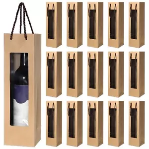 24 Pcs Wine Gift Bag Clear Window Wine Bags for Wedding Gifts Bottle Wine Bag... - Picture 1 of 7