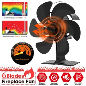 Fireplace Fan With 6 Blades Heat-powered Stove Fan Log Wood Burner Eco Quiet Fan - Picture 1 of 12