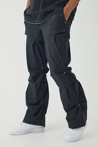 Boohoo Slim Stacked Flare Strap Cargo Pants Black Size XS NWT - Picture 1 of 3