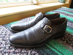 Allen Edmonds Warton black shark skin monk strap dress shoe loafers 9 AAA - Picture 1 of 8