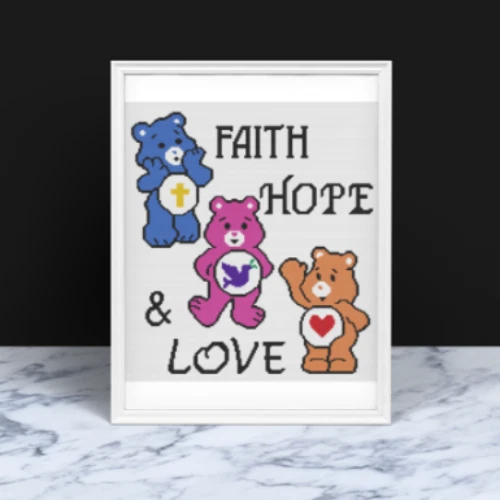 Faith, Hope, & Love Bears | Blanket CROCHET Pattern | 180 x 200 GRAPHGAN - Image 1 of 4