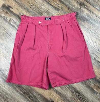 Polo Ralph Lauren Shorts Mens 36 Red Pleated Adjustable Chino 9" Inseam USA Made - Image 1 of 4