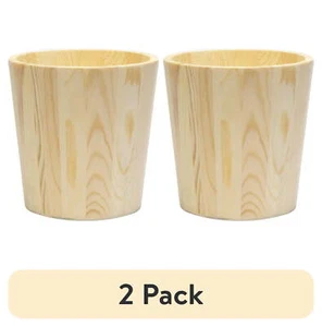 (2 pack) Unpainted Wood Round Planter, 5" x 5" x 5" - Picture 1 of 3