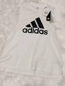 Camiseta sin mangas para mujer Adidas Boxy con logotipo - blanca - talla XL Climalite - Imagen 1 de 4