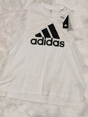 Adidas Boxy Logo Womens  Tank Top - White - Size XL Climalite  - Image 1 of 4
