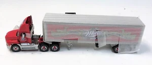 Franklin Mint Miller Beer Diecast Truck, 1:43 Scale Red Mack Tractor Trailer - Picture 1 of 11