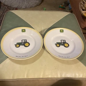 2 Vintage Gibson John Deere Licensed Product Ceramic Shallow Soup Bowl 9” Plate - Picture 1 of 7