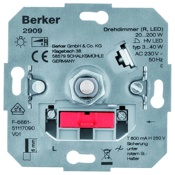 Berker LED Drehdimmer 20-200Watt LED 3-40 Watt 2909 - Bild 1 von 1