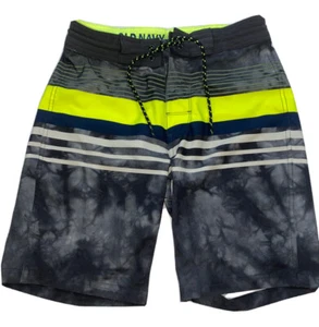 Old Navy Mens Bathing Suit Size 28 Grey And Yellow Striped - Picture 1 of 8