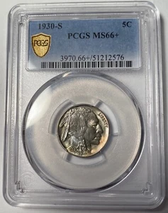 1930-S Buffalo Nickel PCGS MS66+ più tonalità leggera $8000 in 67 - Foto 1 di 4