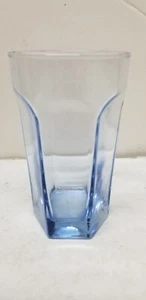 VTG ANCHOR HOCKING COURTNEY BLUE 6 PANEL GLASS TUMBLER 5 1/4" - Picture 1 of 4