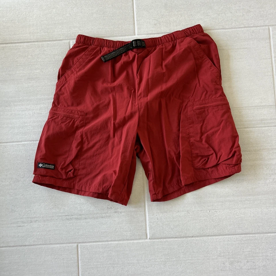 Pantalones cortos Columbia para hombre, medianos, embalables, forrados, nailon, rojos Foto 1 de 3