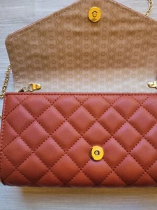 NEW Charming Charlie Quilted Crossbody Clutch Purse -Dark Orange-removable chain - Picture 1 of 9