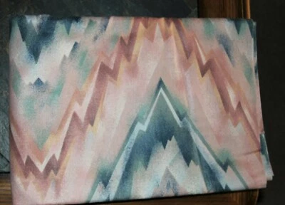 3 yards Vintage OUTDOOR Chevron 5th Avenue DuPont Fabric MAUVE BLUE GREEN - Image 1 of 4