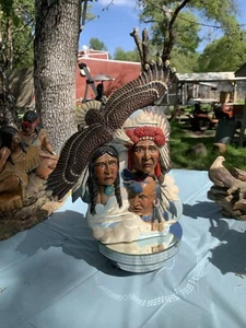 Ceramic Native American 3 Indian Chiefs with Egale overhead - Picture 1 of 8