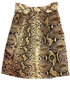 JUST CAVALLI Snakeskin & Whipstitch Print Stretchy Knee Length Pencil Skirt S - Picture 1 of 11
