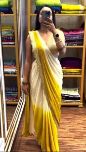 Designer vorgezogene Sari Bluse Bollywood Partykleidung Sari Ready To Wear Sari - Bild 1 von 4