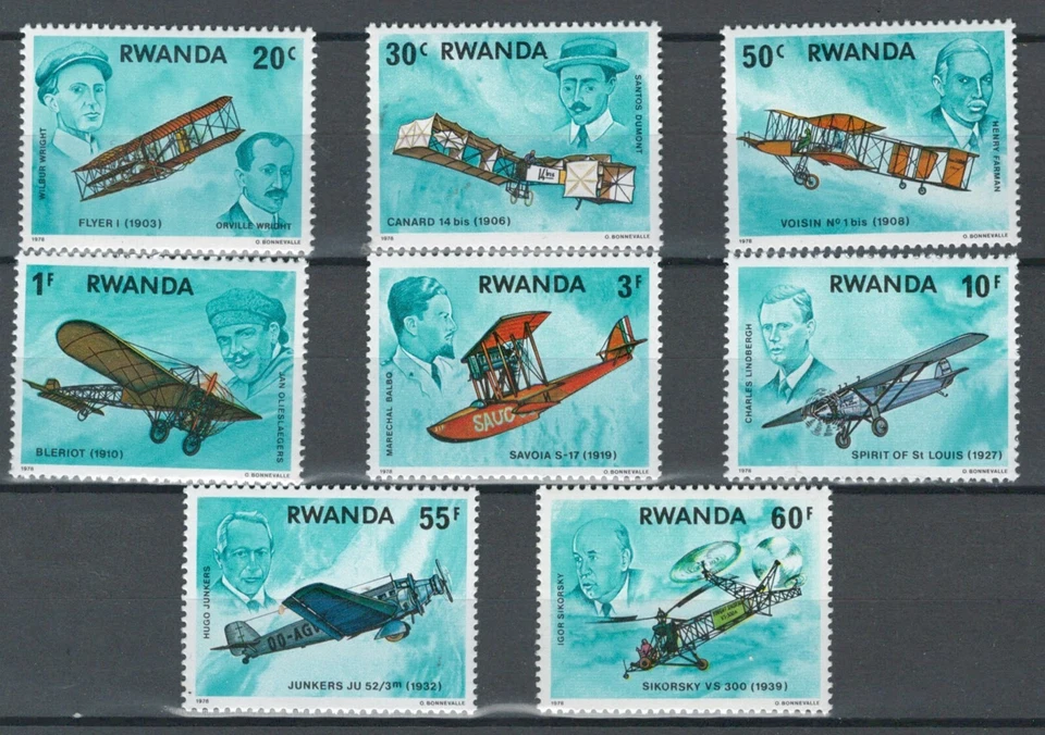 RWANDA FRENCH AFRICA AIRPLANES & FAMOUS PEOPLE  MNH  SET OF STAMPS LOT (RWA 325) - Image 1 of 1