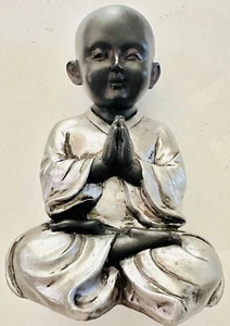 Praying Buddha Silver Statue 7 inches 5 Different Poses In Separate Listings - Picture 1 of 4