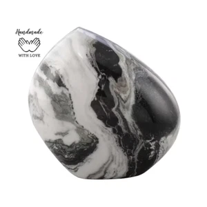 White Marble Rock Urn - Handcrafted Solid Metal Mountain/ Rock Cremation Urn - Picture 1 of 6